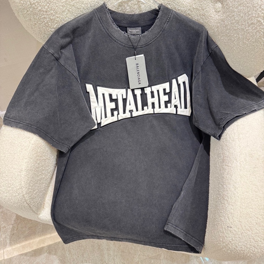 Balenciaga Gray 'Metalhead' T-Shirt
